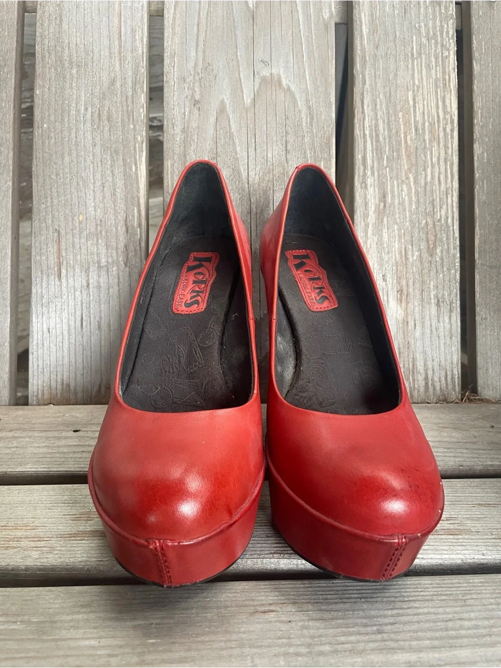 Red Wedge Platform Heels by Kork-Ease